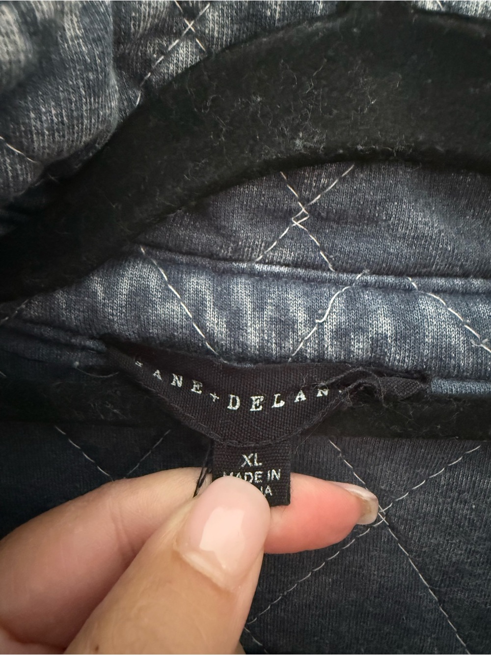 Quilted Washed Denim Jacket - Faded Style Size XL - Picture 3 of 4